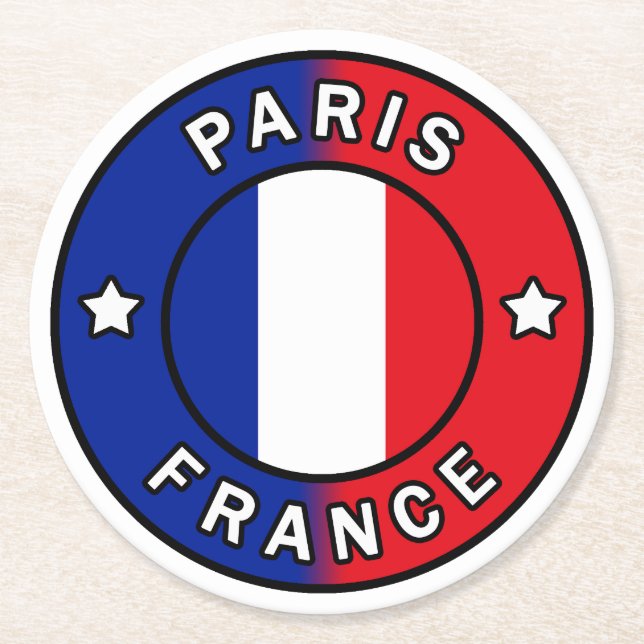 Paris France Round Paper Coaster (Front)