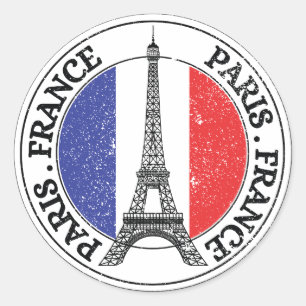 Paris France Seal Sticker Round Flag