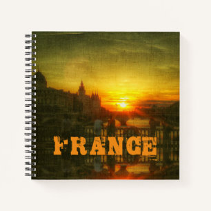 Paris France Seine River Sunset Architecture Notebook