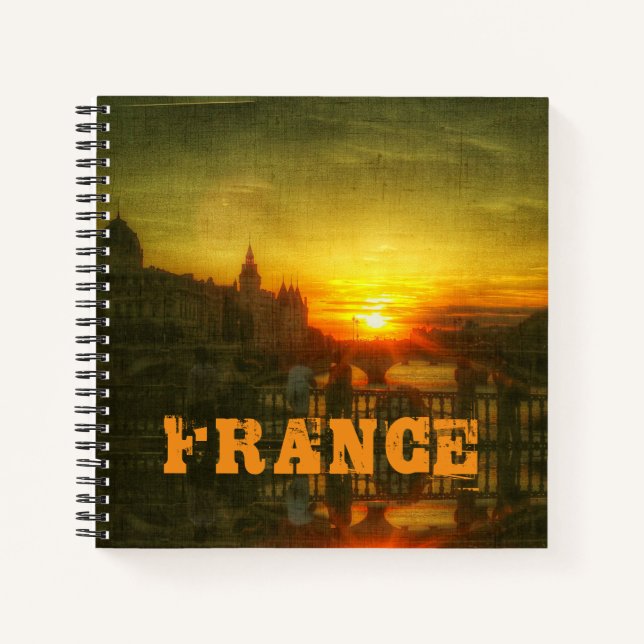 Paris France Seine River Sunset Architecture Notebook (Front)