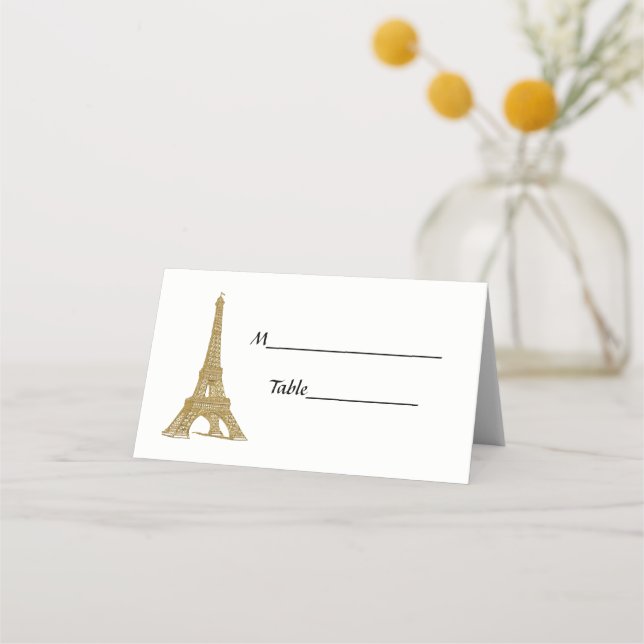 Paris France Skyline #2 Faux Gold Escort Cards (Back)