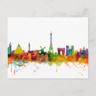 Paris France Skyline Postcard