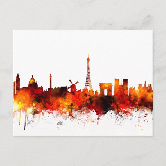 Paris France Skyline Postcard (Front)