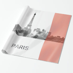 Paris, France Skyline with French Flag Wrapping Paper