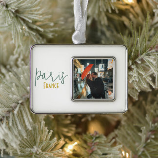 Paris, France Souvenir Memory Silver Plated Framed Ornament