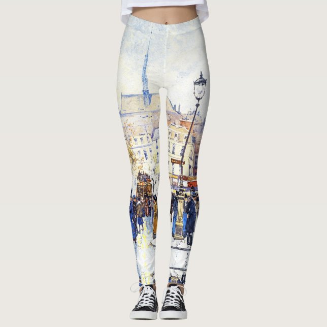Paris France Street Scene All Over Print Leggings (Front)