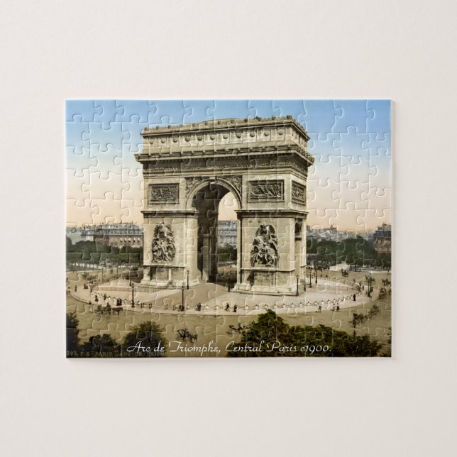 Paris France street scene, Arc de Triomphe 1900 Jigsaw Puzzle (Horizontal)