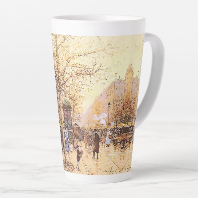 Paris France Street Scene Europe Latte Mug (Right Angle)