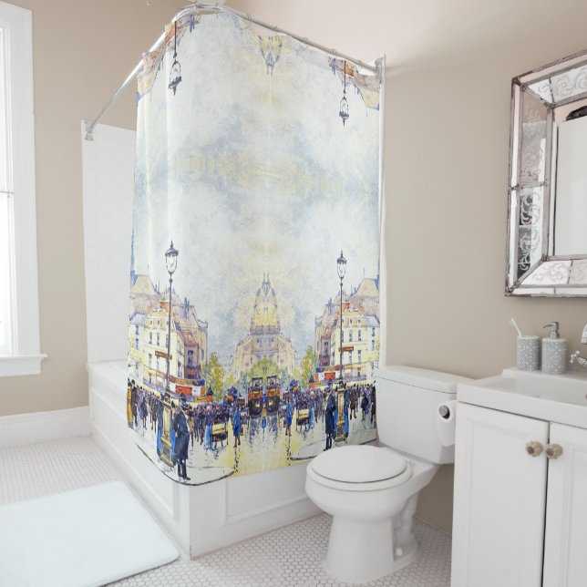 Paris France Street Scene Galien Shower Curtain (In Situ)