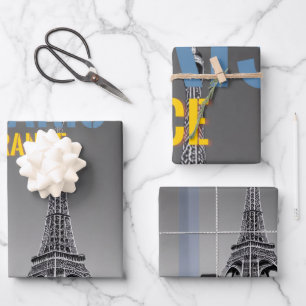 Paris France   Throw Pillow Wrapping Paper Sheet