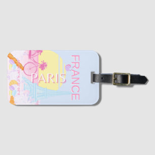 Paris, France, Travel Art, Preppy, Blue Luggage Tag