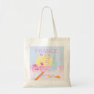 Paris, France, Travel Art, Preppy, Blue Tote Bag