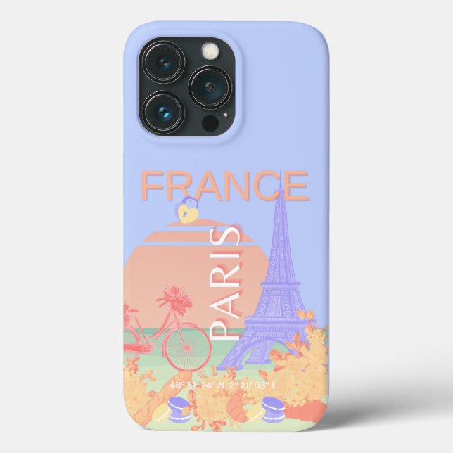 Paris, France, Travel Art, Preppy, Pastel, Blue Case-Mate iPhone Case (Back)
