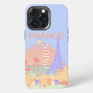 Paris, France, Travel Art, Preppy, Pastel, Blue iPhone 13 Pro Case