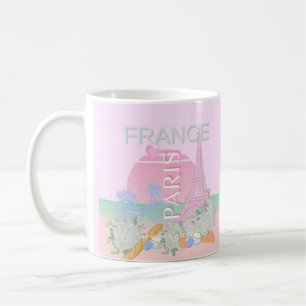 Paris, France, Travel Art, Preppy, Pastel, Pink Coffee Mug