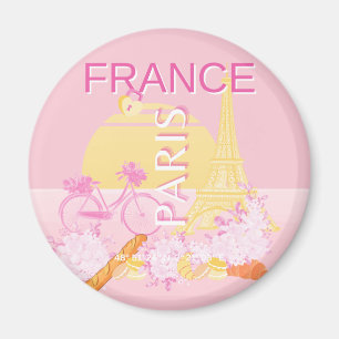 Paris, France, Travel Art, Preppy, Pink Magnet