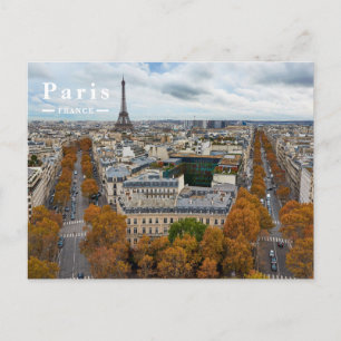 Paris France Travel Eiffel Tower Golden Autumn Holiday Postcard