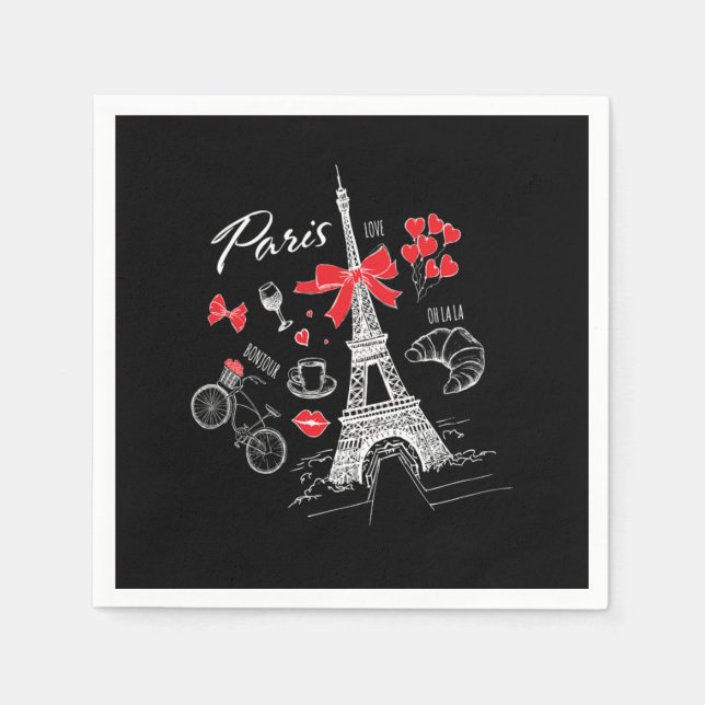 Paris France Travel France Eiffel Tower Napkin (Front)