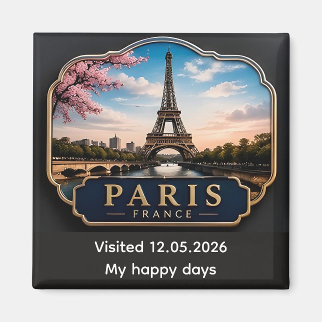 🧲 Paris France Travel Keepsake Vacation Memory 🗼 Magnet (Front)