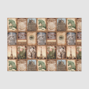 Paris France Travel Photo Collage Tissue Paper