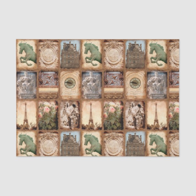 Paris France Travel Photo Collage Tissue Paper (Front)
