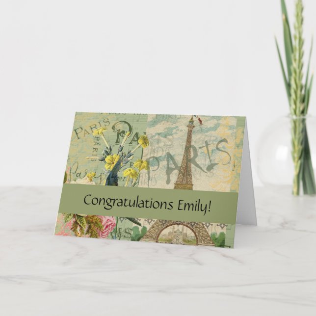 Paris France Travel Vintage Antique Art Painting Card (Front)