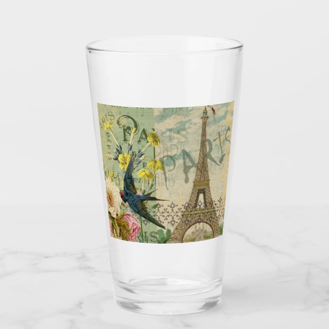 Paris France Travel Vintage Antique Art Painting Glass (Front)