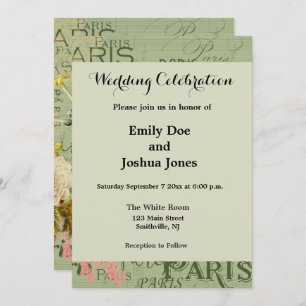 Paris France Travel Vintage Antique Art Painting Invitation