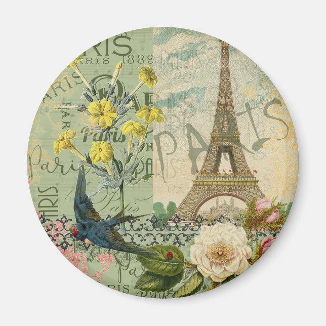 Paris France Travel Vintage Antique Art Painting Magnet (Front)