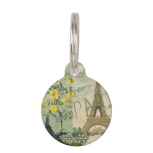 Paris France Travel Vintage Antique Art Painting Pet Tag