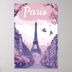 Paris France Vintage Art Travel Illustration Poster