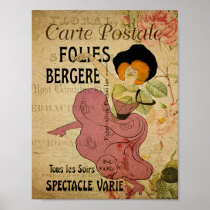 Paris France Vintage French Can-Can Dancer Poster