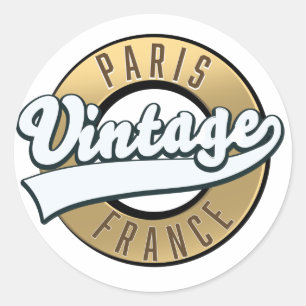 Paris France vintage logo Classic Round Sticker