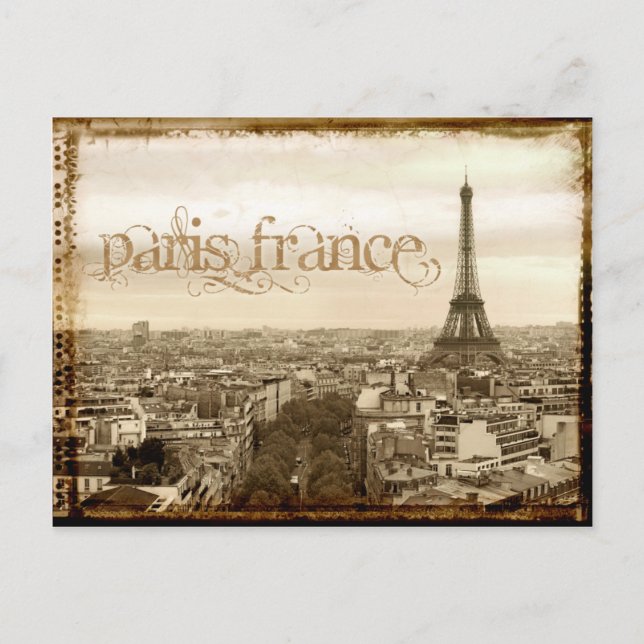 paris france vintage look postcard (Front)
