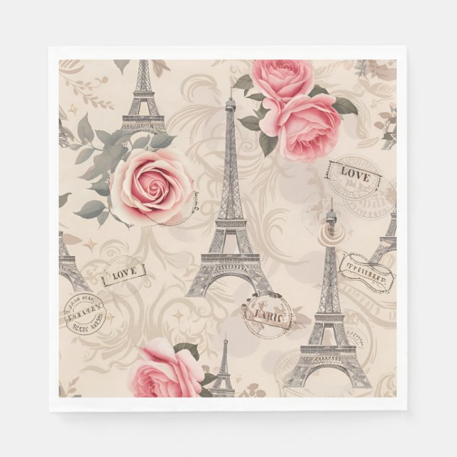 Paris France Vintage Pattern Napkin (Front)