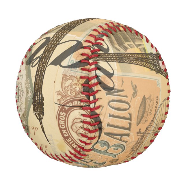 Paris France Vintage Travel Colourful Artwork Baseball (Angled)