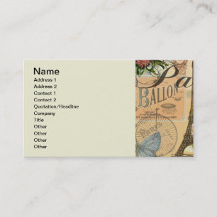 Paris France Vintage Travel Colourful Artwork Business Card