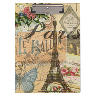 Paris France Vintage Travel Colourful Artwork Clipboard