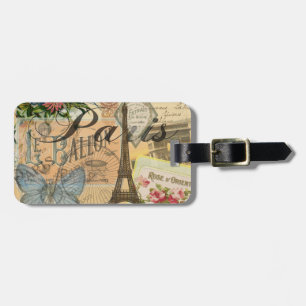 Paris France Vintage Travel Colourful Artwork Luggage Tag