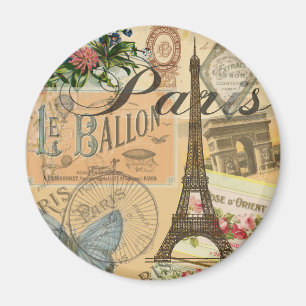 Paris France Vintage Travel Colourful Artwork Magnet