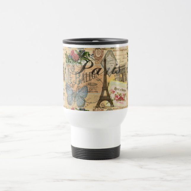 Paris France Vintage Travel Colourful Artwork Mug (Center)