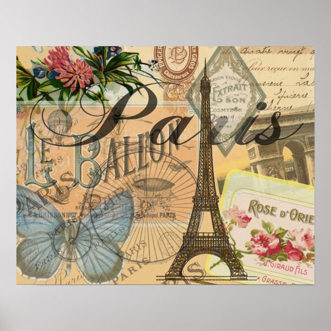 Paris France Vintage Travel Colourful Artwork Poster (Front)