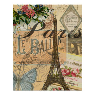 Paris France Vintage Travel Colourful Artwork Poster