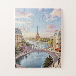 Paris France Vintage Travel Jigsaw Puzzle