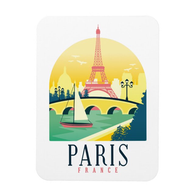 Paris France Vintage Travel  Magnet (Vertical)