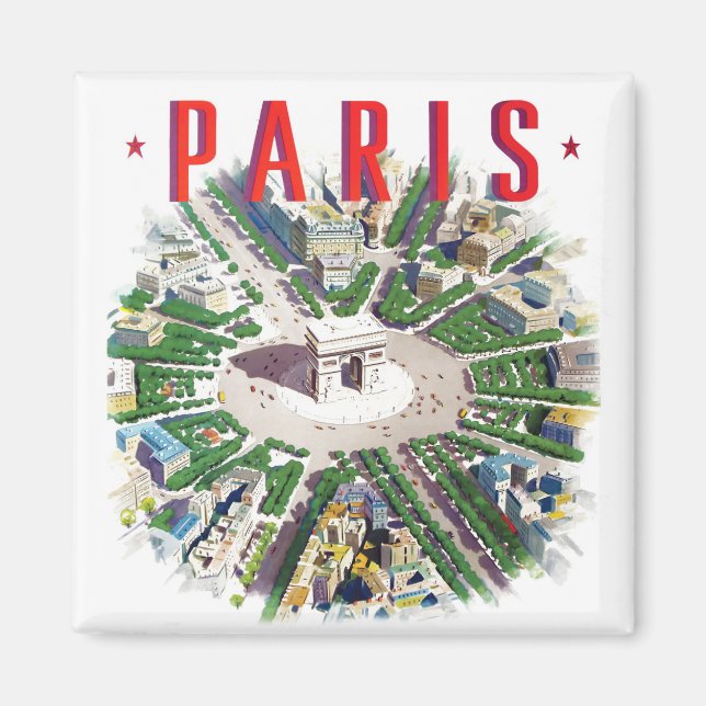 Paris France vintage travel Magnet (Front)