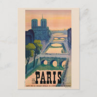 Paris France Vintage Travel Poster 1937