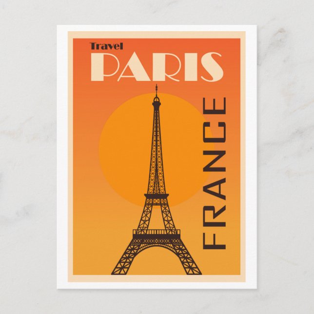 Paris, France Vintage Travel Poster Postcard (Front)