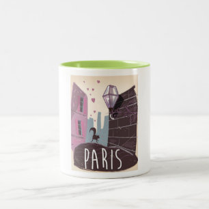 Paris, France vintage travel poster. Two-Tone Coffee Mug