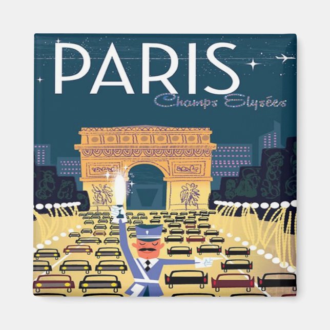 Paris France Vintage Travel retro tourism vacation Magnet (Front)